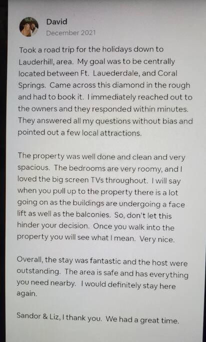 Fully Furnished, Beautiful, Spacious Two Bedroom Condo Lauderhill Kültér fotó